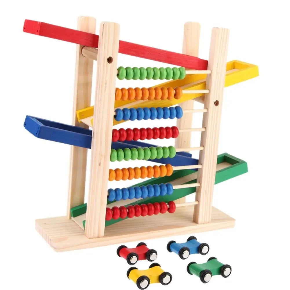 Wood Toy - Wooden Abacus & Car Slide Learning Toy Ⓢ