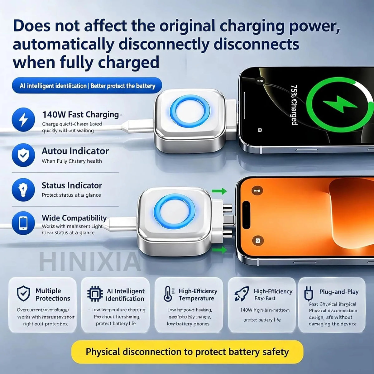 Smart Auto-Disconnect Charger – Fast Type-C Charging with Automatic Eject