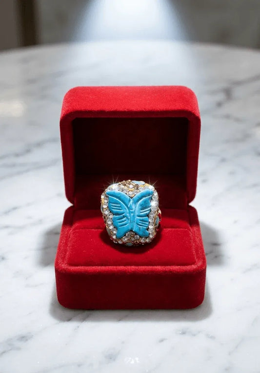 Butterfly Crystal Statement Ring