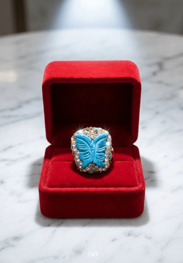 Butterfly Crystal Statement Ring